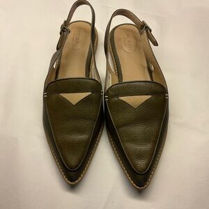 SPERRY Saybrook Leather Olive Green Sling Back Loafers 9M